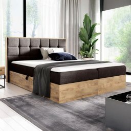 mebleMWM- GM Łóżko Kontynentalne Z Pojemnikiem Wood1, Materac 160x200 Kolor Do Wyboru