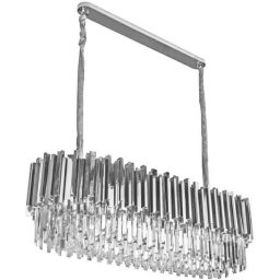 KING HOME Lampa Wisząca Imperial Long Silver 90 - Stal, Kryształ