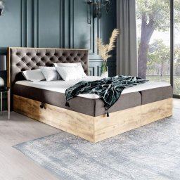 mebleMWM- GM Łóżko Kontynentalne Z Pojemnikiem Wood3, Materac 160x200 Kolor Do Wyboru