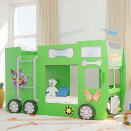 PLASTIKO Łóżko Piętrowe Happy Bus, Materace Zielony