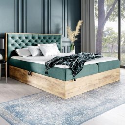 mebleMWM- GM Łóżko Kontynentalne Z Pojemnikiem Wood3, Materac 180x200 Kolor Do Wyboru