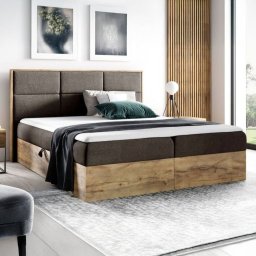 mebleMWM- GM Łóżko Kontynentalne Z Pojemnikiem Wood2, Materac 160x200 Kolor Do Wyboru