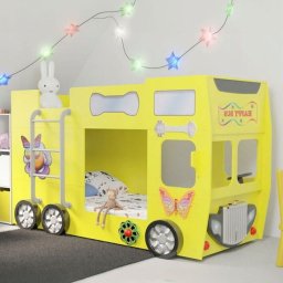 PLASTIKO Łóżko Piętrowe Happy Bus, Materace Żółty