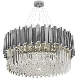 KING HOME Lampa Wisząca Imperial Silver 80 - Stal, Kryształ