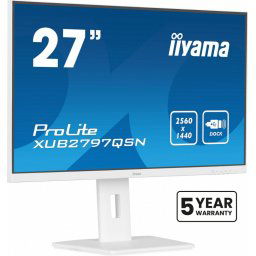 IIYAMA Monitor 27 cali XUB2797QSN-W2 IPS,QHD,USB-c Dock,HDMI,DP,PD-65W,2x2W, 4xUSB(3.2),300cd/m2,80M:1,sRGB:99%/5y/