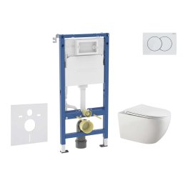 Geberit Duofix - Zestaw do montażu naściennego, toaleta Gaia i deska sedesowa z systemem cichego domykania, przycisk Delta01, biel alpejska SANI11CA3124B