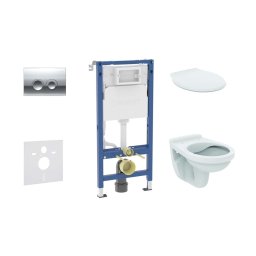 Geberit Duofix - Zestaw do montażu podtynkowego, toalety Alpha z deską, przycisk Delta21, błyszczący chrom SANI11CD1141