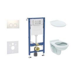 Geberit Duofix - Zestaw do montażu podtynkowego, toalety Alpha z deską, przycisk Delta21, biel alpejska SANI11CD3140