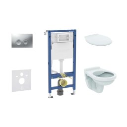Geberit Duofix - Zestaw do montażu podtynkowego, toalety Alpha z deską, przycisk Delta21, matowy chrom SANI11CD2142