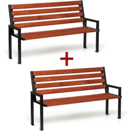 B2B Partner Ławka na zewnątrz CITY z oparciem 1+1 GRATIS, 1660 mm, mahoń ciemny