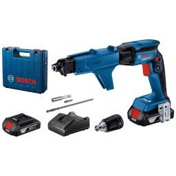 Bosch Narzędzia - Wkrętarka akumulatorowa do płyt gipsowo-kartonowych 18V z magazynkiem, 2x akumulator 2,0 Ah Li-Ion, ładowarka 06019K7022