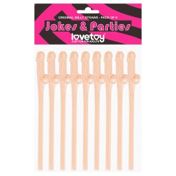 Lovetoy - słomka penis realistyczny - beżowy