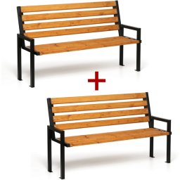 B2B Partner Ławka na zewnątrz CITY z oparciem 1+1 GRATIS, 1660 mm, limba