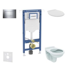 Geberit Duofix - Zestaw do montażu podtynkowego, toaleta Alpha z deską sedesową, przycisk Sigma20, chrom SANI11CD1103