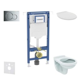Geberit Duofix - Zestaw do montażu podtynkowego, toaleta Alpha z deską, przycisk Sigma01, chrom błyszczący SANI11CD1107