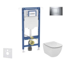 Geberit Duofix - Zestaw do montażu na ścianie, toaleta i deska sedesowa Ideal Standard Tesi, przyciski Sigma20, chrom SANI11CD1110