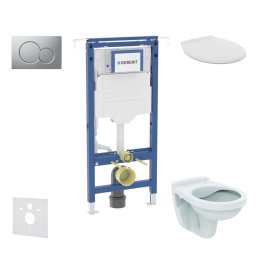 Geberit Duofix - Zestaw do montażu podtynkowego, toaleta Alpha z deską, przycisk Sigma01, matowy chrom SANI11CD2103