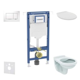 Geberit Duofix - Zestaw do montażu podtynkowego, toalety Alpha z deską, przycisk Sigma20, biały/chrom SANI11CD3109