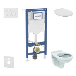 Geberit Duofix - Zestaw do montażu podtynkowego, toaleta Alpha z deską, przycisk Sigma01, biel alpejska SANI11CD3113