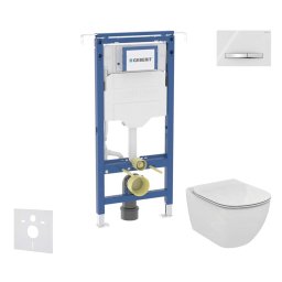 Geberit Duofix - Zestaw do montażu ściennego, toaleta i deska sedesowa Ideal Standard Tesi, przycisk Sigma50, biel alpejska SANI11CD3130