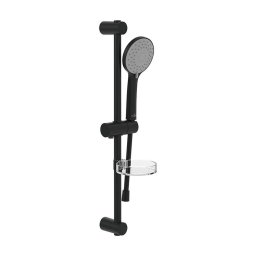 Villeroy & Boch Universal Showers - Zestaw słuchawki prysznicowej, drążka i węża, 3 strumienie, czarny matowy TVS109004UK0K5
