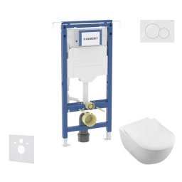 Geberit Duofix - Zestaw ścienny do WC z deską sedesową Villeroy Boch, przycisk Sigma01, DirectFlush, SoftClose, CeramicPlus, chrom błyszczący SANI11CK1100