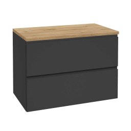 kielle Oudee - Szafka z blatem pod umywalkę 80x55x46 cm, czarny mat/złoty dąb 50002S824