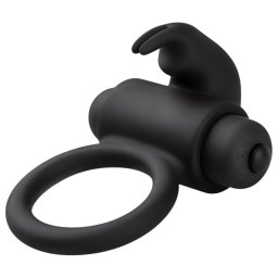 EasyToys - pierścień na penisa wibrujący królik - silikon czarny