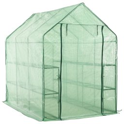 Szklarnia ogrodowa z 12 półkami, stal, 143x214x196 cm