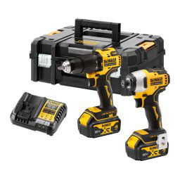 DeWALT Narzędzia - Zestaw 18V AKU wiertarki udarowej i klucza udarowego, 2x akumulator 4,0 Ah POWERSTACK, ładowarka DCK2062M2T