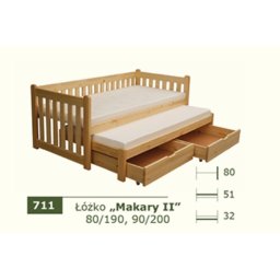 Łóżko parterowe Makary II z materacem piankowym (spanie 90/200)