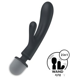 Satisfyer Triple Lover - wibrator do punktu G i masażu - silikon srebrny