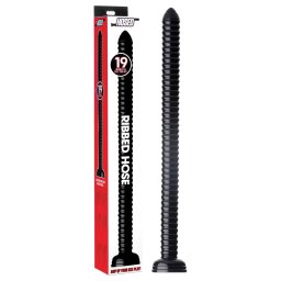 HOSED - dildo analne z przyssawką - żebrowane - czarny