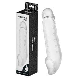 Addicted Toys - nakładka na penisa z pierścieniem na jądra - 23cm (przezroczysty)