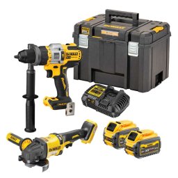 DeWALT - AKU zestaw 18V wiertarka udarowa i szlifierka kątowa 125 mm, 2x AKU 6,0/2,0 Ah FLEXVOLT, ładowarka DCK2016T2T
