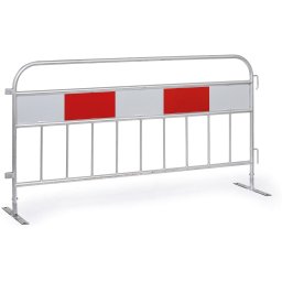 B2B Partner Mobilne ogrodzenie metalowe z nogami i folią ostrzegawczą, 2100 x 1100 mm