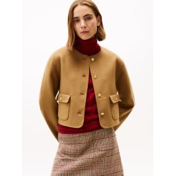 Tommy Hilfiger Damska kurtka pudełkowa z zawartością wełny Kobiety brązowy, 36
