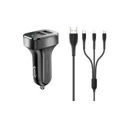 USAMS King Tu C13 2x USB kabel Czarny