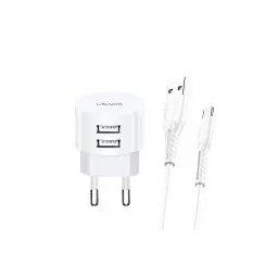 USAMS T20 2x USB + kabel microUSB Biały