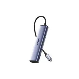 UGREEN CM475 USB-C do 3x USB 3.0, RJ45, USB-C PD Szary