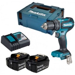 Makita - Wiertarko-wkrętarka udarowa akumulatorowa 18 V, 2x akumulator 3,0 Ah LXT, ładowarka DHP485RFJ