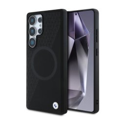 BMW Leather Half Textured MagSafe do Galaxy S25 Ultra Czarny