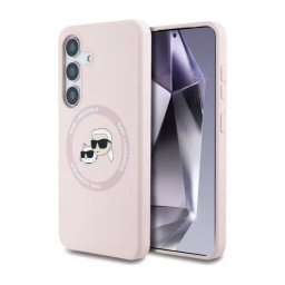 Karl Lagerfeld Silicone Double Heads And Circle MagSafe do Galaxy S25 Różowy