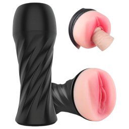 Sex HD Marcus - realistyczna sztuczna wagina w etui (czarna-naturalna)