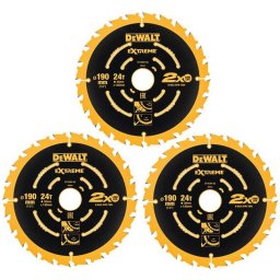 DeWALT Akcesoria - 3-częściowy zestaw tarcz pilarskich 190x30 mm, 24 zęby DT10399