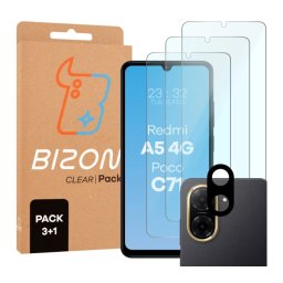 Bizon 3x szkło + szybka na aparat Clear 2 Pack do Xiaomi Redmi A5 4G / Xiaomi POCO C71 4G