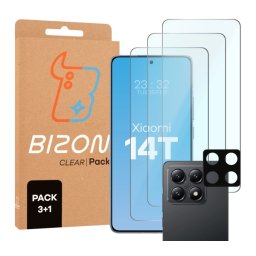 Bizon 3x szkło + szybka na aparat Clear 2 Pack do Xiaomi 14T