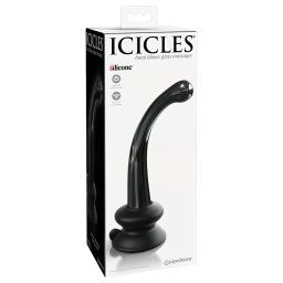Icicles No. 87 - szklane dildo z punktem G+P (czarne)