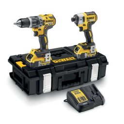 DeWALT Narzędzia - Zestaw wiertarki udarowej i klucza udarowego 12 V AKU, 2 akumulatory 5,0 Ah XR, ładowarka DCK266P2