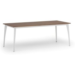 B2B Partner Stół konferencyjny do biura PRIMO OMEGA, 200x90 cm, biała podstawa, orzech